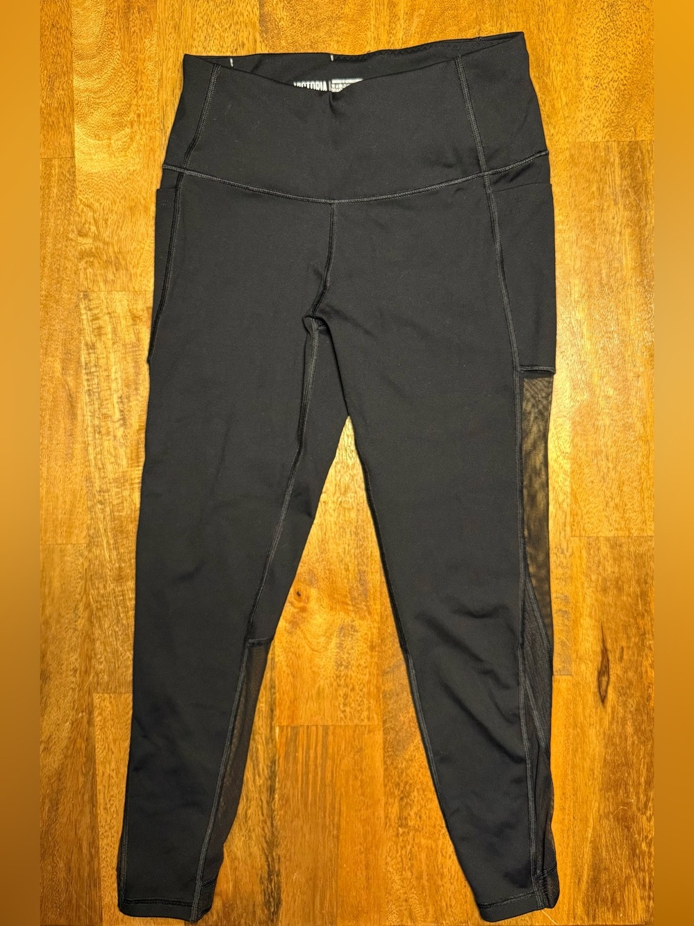 Victoria's Secret Total Knockout Mesh Cross-Over Cuff Leggings- Black